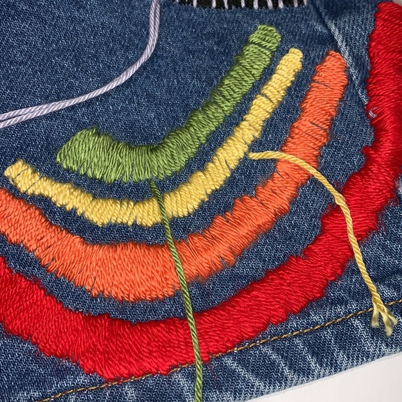 Farm x Anthropologie Colorful Birds Denim Shorts - Picture 6 of 8